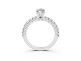 White gold Marquise Cut Diamond Pavé Band Solitaire Ring with Prong Setting_3