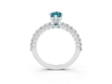 White gold Marquise Cut Diamond Pavé Band Solitaire Ring with Prong Setting_3