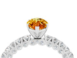 White gold Marquise Cut Diamond Pavé Band Solitaire Ring with Prong Setting_4