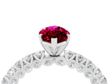 White gold Marquise Cut Diamond Pavé Band Solitaire Ring with Prong Setting_4