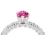 White gold Marquise Cut Diamond Pavé Band Solitaire Ring with Prong Setting_4