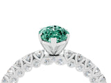 White gold Marquise Cut Diamond Pavé Band Solitaire Ring with Prong Setting_4