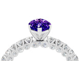 White gold Marquise Cut Diamond Pavé Band Solitaire Ring with Prong Setting_4