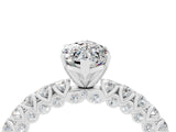 White gold Marquise Cut Diamond Pavé Band Solitaire Ring with Prong Setting_4