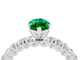 White gold Marquise Cut Diamond Pavé Band Solitaire Ring with Prong Setting_4
