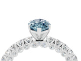 White gold Marquise Cut Diamond Pavé Band Solitaire Ring with Prong Setting_4