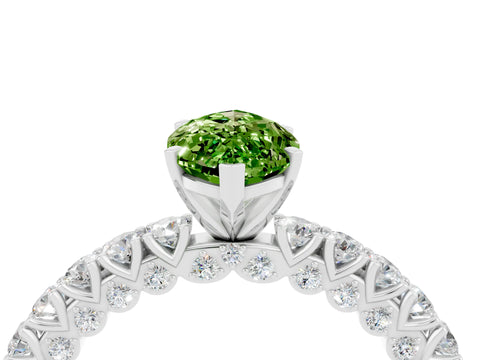 White gold Marquise Cut Diamond Pavé Band Solitaire Ring with Prong Setting_4