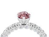 White gold Marquise Cut Diamond Pavé Band Solitaire Ring with Prong Setting_4