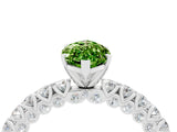 White gold Marquise Cut Diamond Pavé Band Solitaire Ring with Prong Setting_4