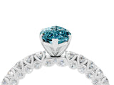 White gold Marquise Cut Diamond Pavé Band Solitaire Ring with Prong Setting_4