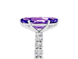 White gold Marquise Cut Diamond Pavé Band Solitaire Ring with Prong Setting_5