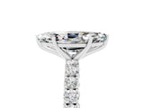 White gold Marquise Cut Diamond Pavé Band Solitaire Ring with Prong Setting_5
