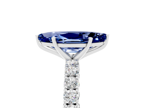 White gold Marquise Cut Diamond Pavé Band Solitaire Ring with Prong Setting_5