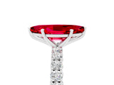 White gold Marquise Cut Diamond Pavé Band Solitaire Ring with Prong Setting_5