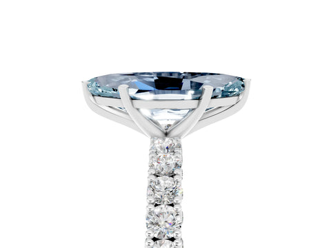 White gold Marquise Cut Diamond Pavé Band Solitaire Ring with Prong Setting_5