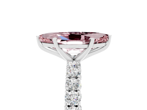 White gold Marquise Cut Diamond Pavé Band Solitaire Ring with Prong Setting_5