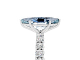 White gold Marquise Cut Diamond Pavé Band Solitaire Ring with Prong Setting_5