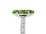 White gold Marquise Cut Diamond Pavé Band Solitaire Ring with Prong Setting_5