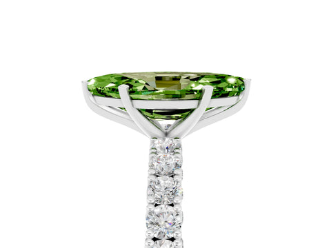 White gold Marquise Cut Diamond Pavé Band Solitaire Ring with Prong Setting_5