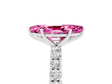 White gold Marquise Cut Diamond Pavé Band Solitaire Ring with Prong Setting_5
