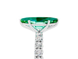 White gold Marquise Cut Diamond Pavé Band Solitaire Ring with Prong Setting_5