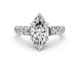 White gold Marquise Cut Diamond Pavé Band Solitaire with Four-Prong Setting_35