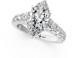 White gold Marquise Cut Diamond Pavé Band Solitaire with Four-Prong Setting_36