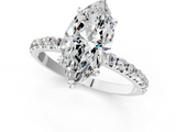 White gold Marquise Cut Diamond Pavé Band Solitaire with Four-Prong Setting_4