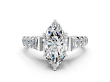 White gold Marquise Cut Diamond Pavé Band Solitaire with Four-Prong Setting_47