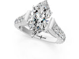White gold Marquise Cut Diamond Pavé Band Solitaire with Four-Prong Setting_48