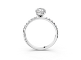 White gold Marquise Cut Diamond Pavé Band Solitaire with Four-Prong Setting_6