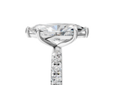 White gold Marquise Cut Diamond Pavé Band Solitaire with Four-Prong Setting_8