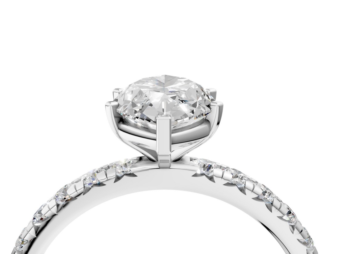 White gold Marquise Cut Diamond Pavé Band with Four-Prong Setting_79