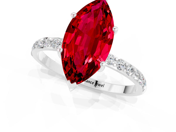 Silver Marquise Cut Diamond Pavé Band with Six-Prong Setting