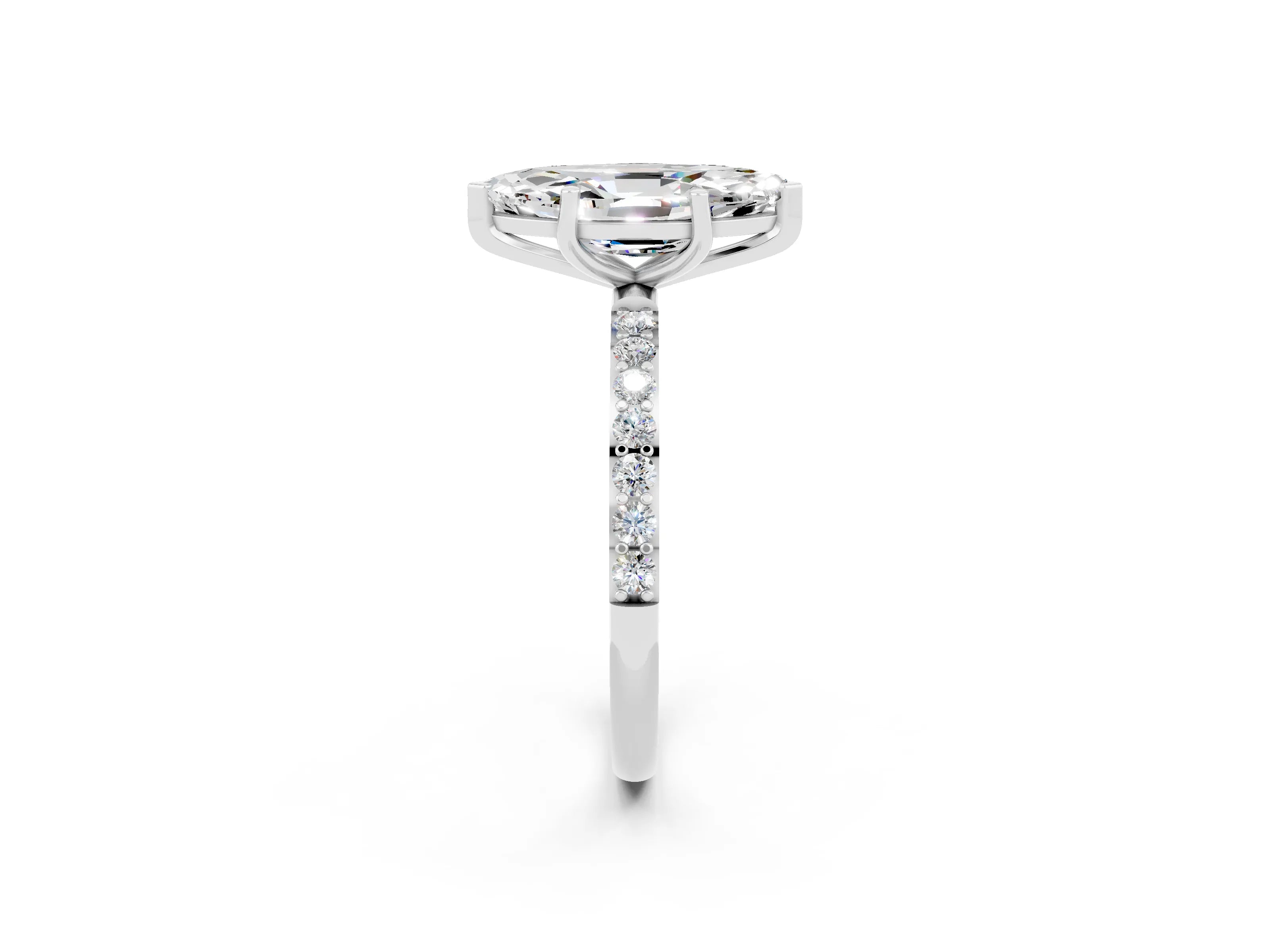 White gold Marquise Cut Diamond Pavé Band with Six-Prong Setting_2