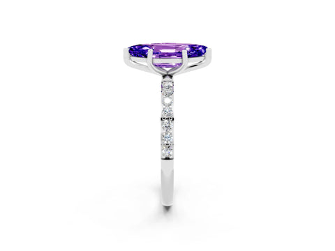 White gold Marquise Cut Diamond Pavé Band with Six-Prong Setting_2