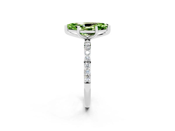 White gold Marquise Cut Diamond Pavé Band with Six-Prong Setting