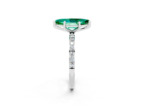White gold Marquise Cut Diamond Pavé Band with Six-Prong Setting_2