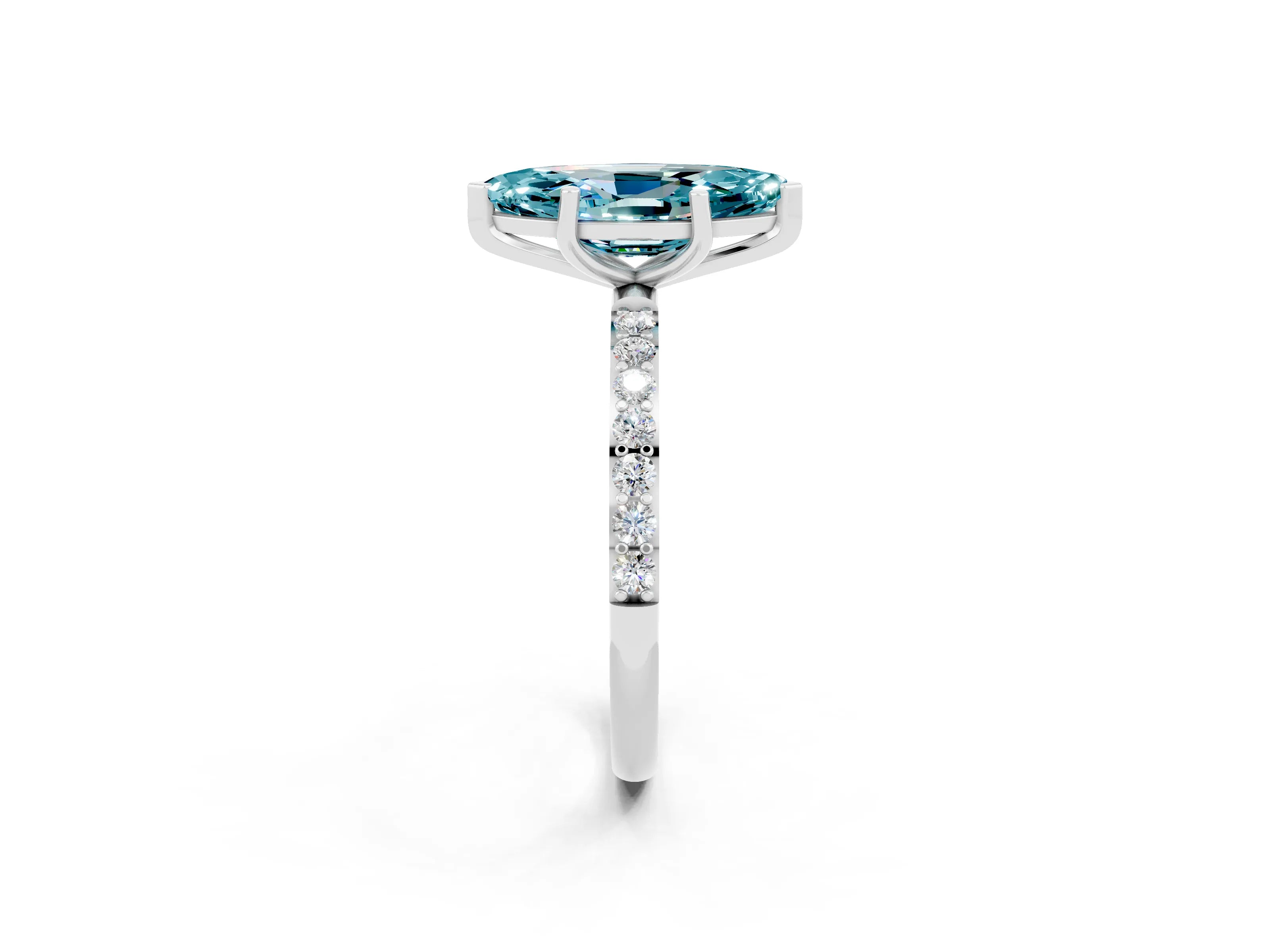 White gold Marquise Cut Diamond Pavé Band with Six-Prong Setting_2
