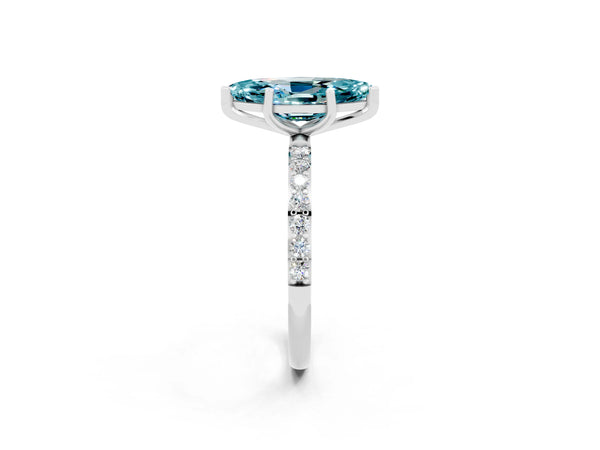 White gold Marquise Cut Diamond Pavé Band with Six-Prong Setting