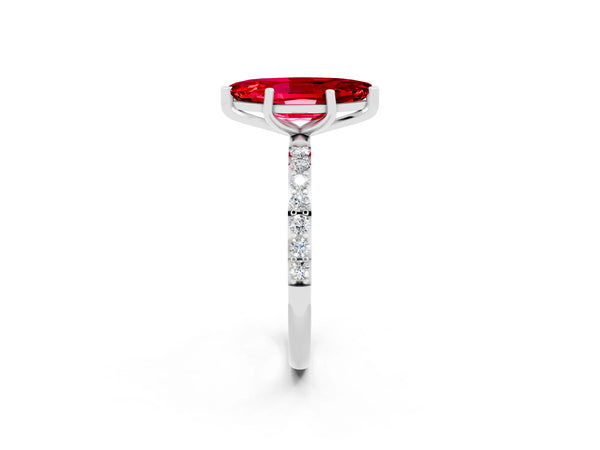 Platinum Marquise Cut Diamond Pavé Band with Six-Prong Setting