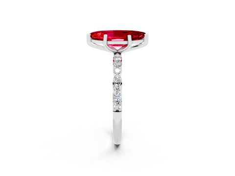 White gold Marquise Cut Diamond Pavé Band with Six-Prong Setting_2