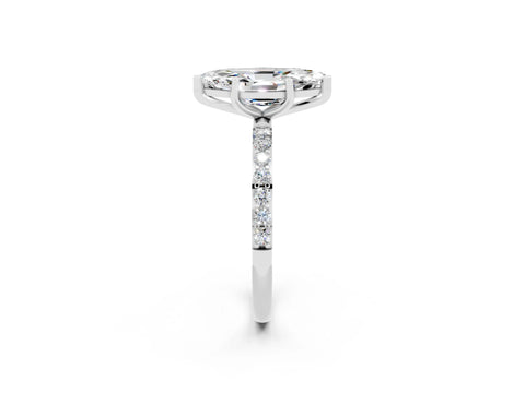 White gold Marquise Cut Diamond Pavé Band with Six-Prong Setting_2