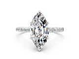 White gold Marquise Cut Diamond Pavé Band with Six-Prong Setting