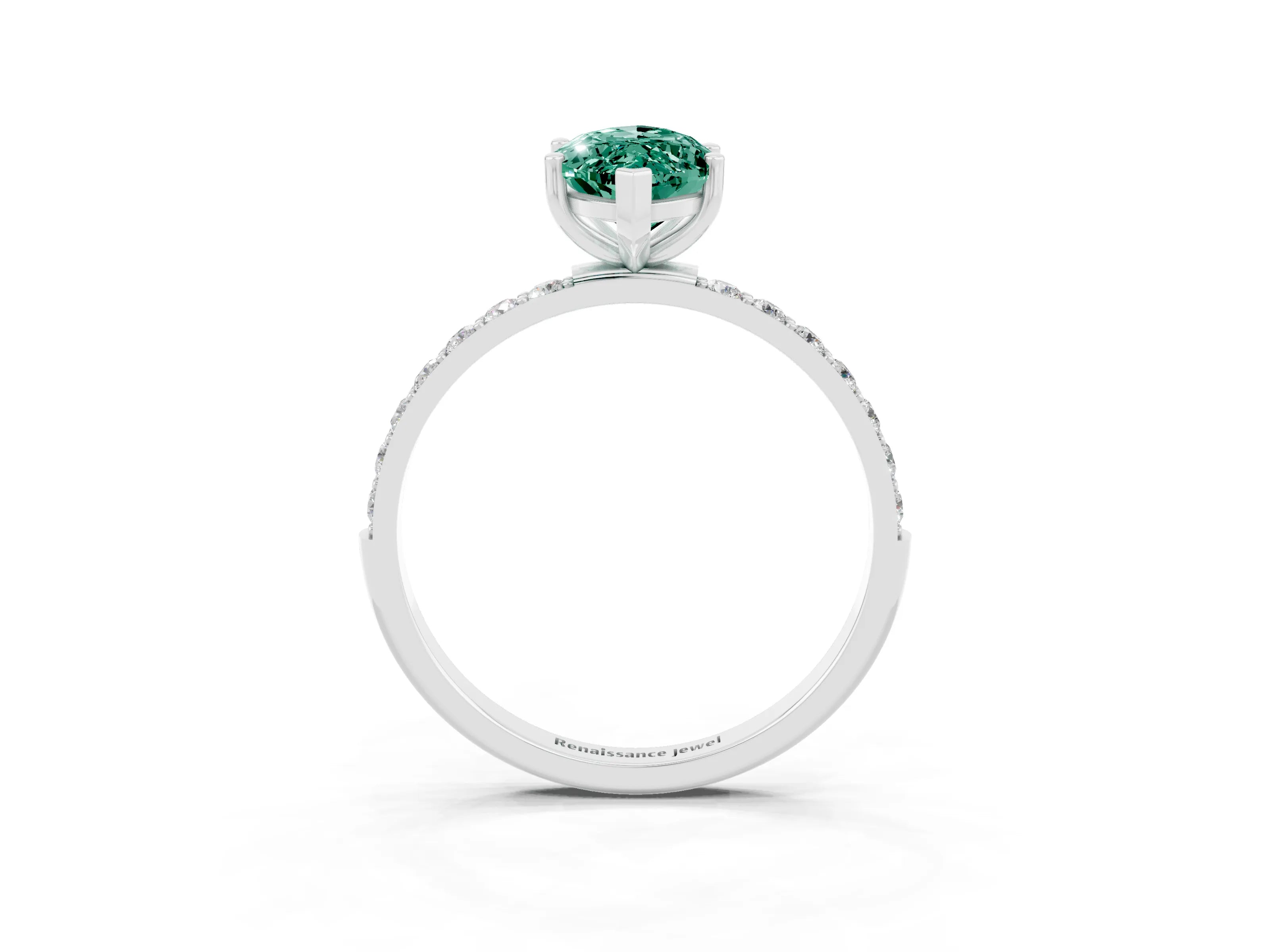 White gold Marquise Cut Diamond Pavé Band with Six-Prong Setting_3