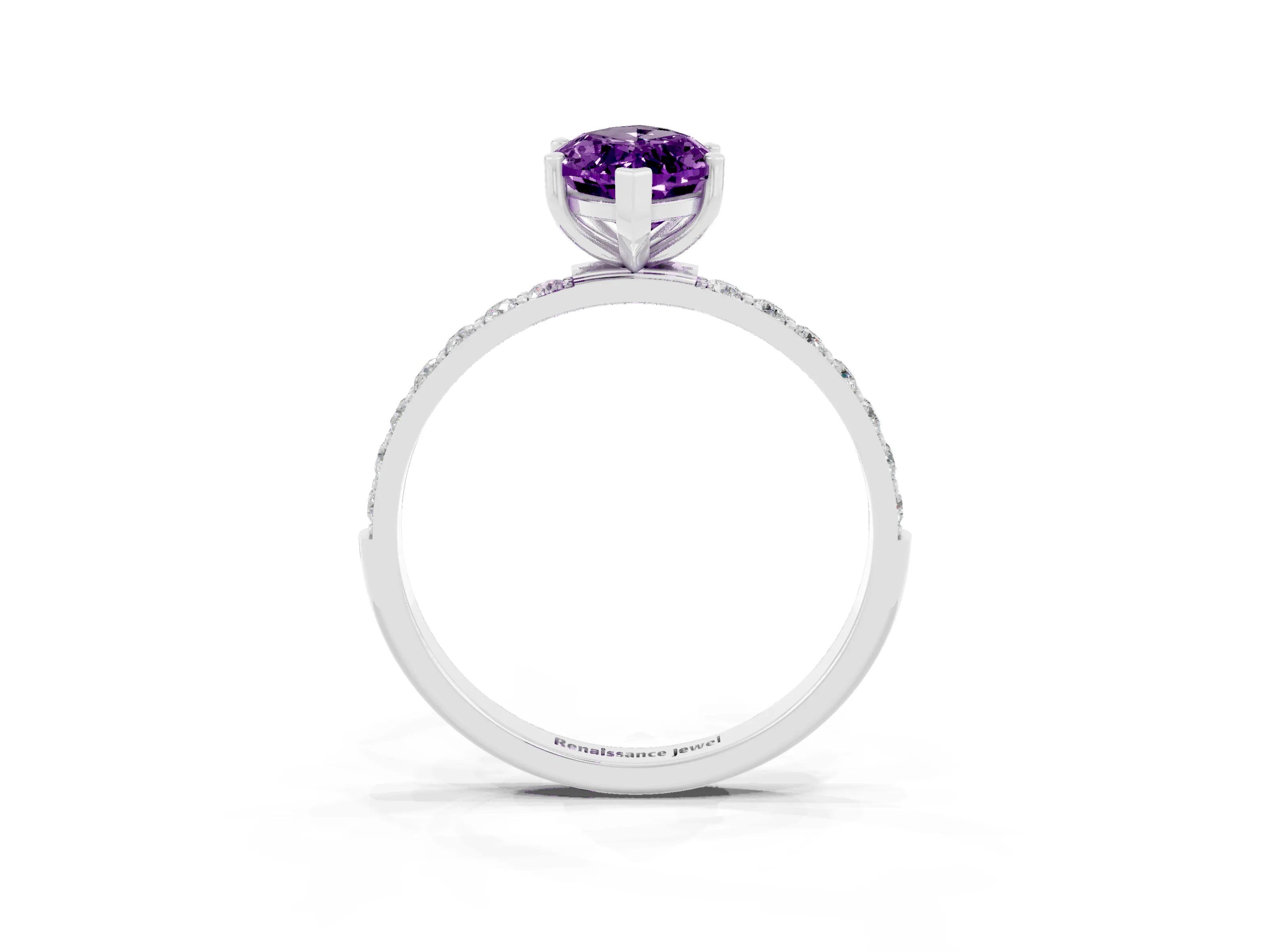 White gold Marquise Cut Diamond Pavé Band with Six-Prong Setting_3