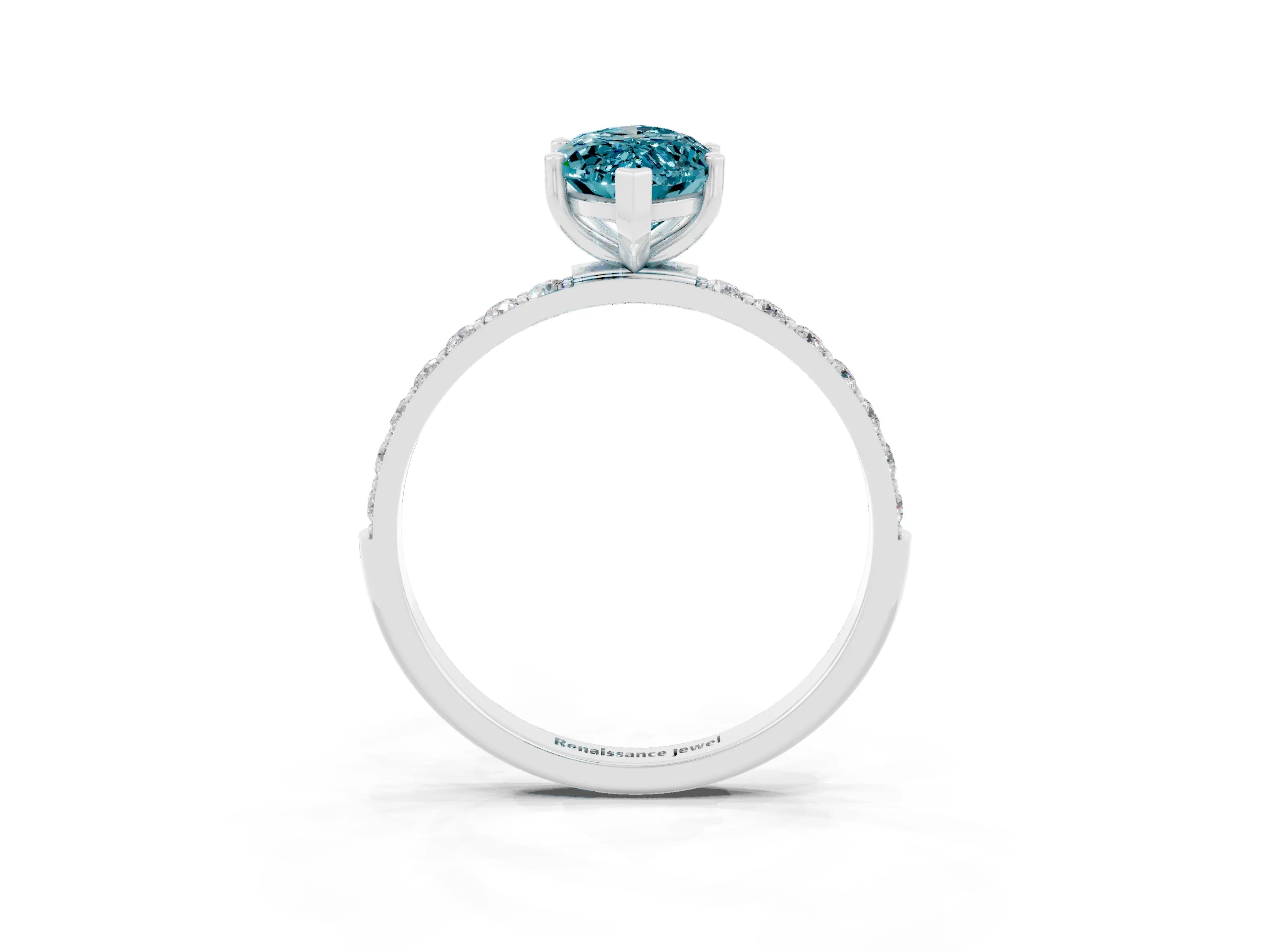 White gold Marquise Cut Diamond Pavé Band with Six-Prong Setting_3