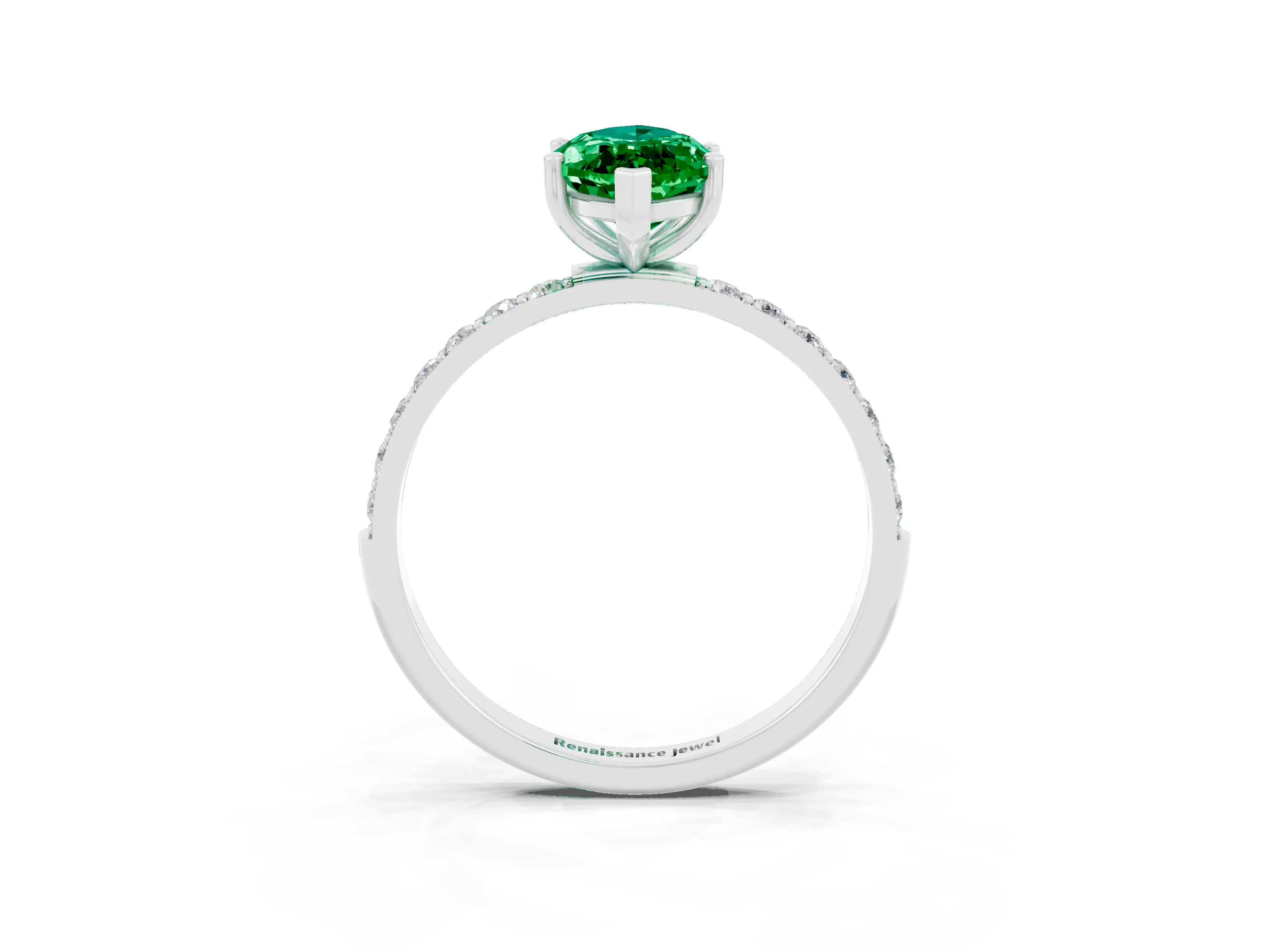 White gold Marquise Cut Diamond Pavé Band with Six-Prong Setting_3