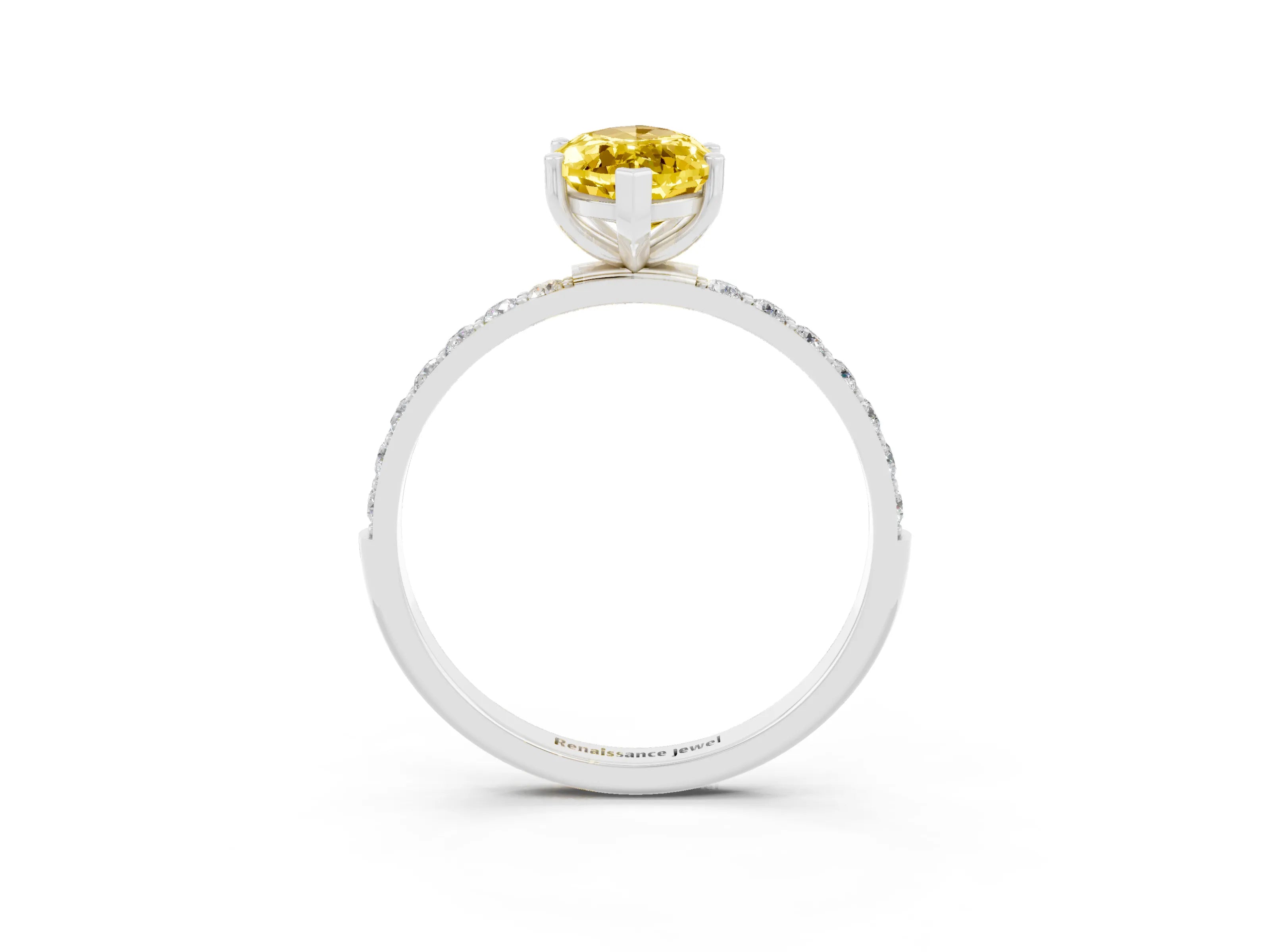 White gold Marquise Cut Diamond Pavé Band with Six-Prong Setting_3