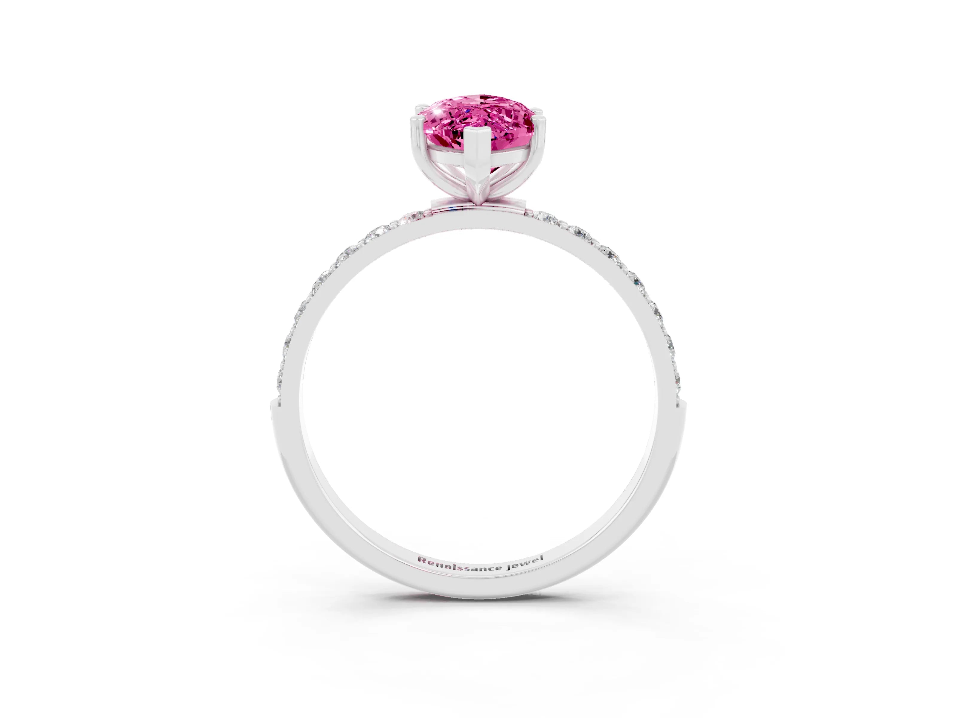 White gold Marquise Cut Diamond Pavé Band with Six-Prong Setting_3